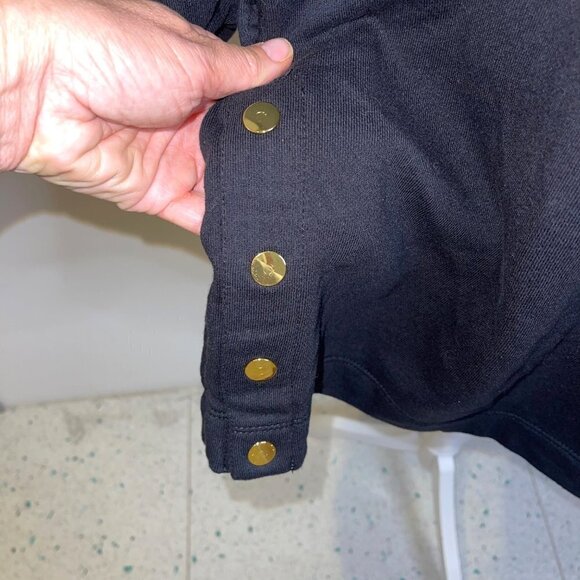 Hudson Womens Sweater Dress Black Size Large Off The Shoulder Snap Side Cotton - Picture 8 of 14